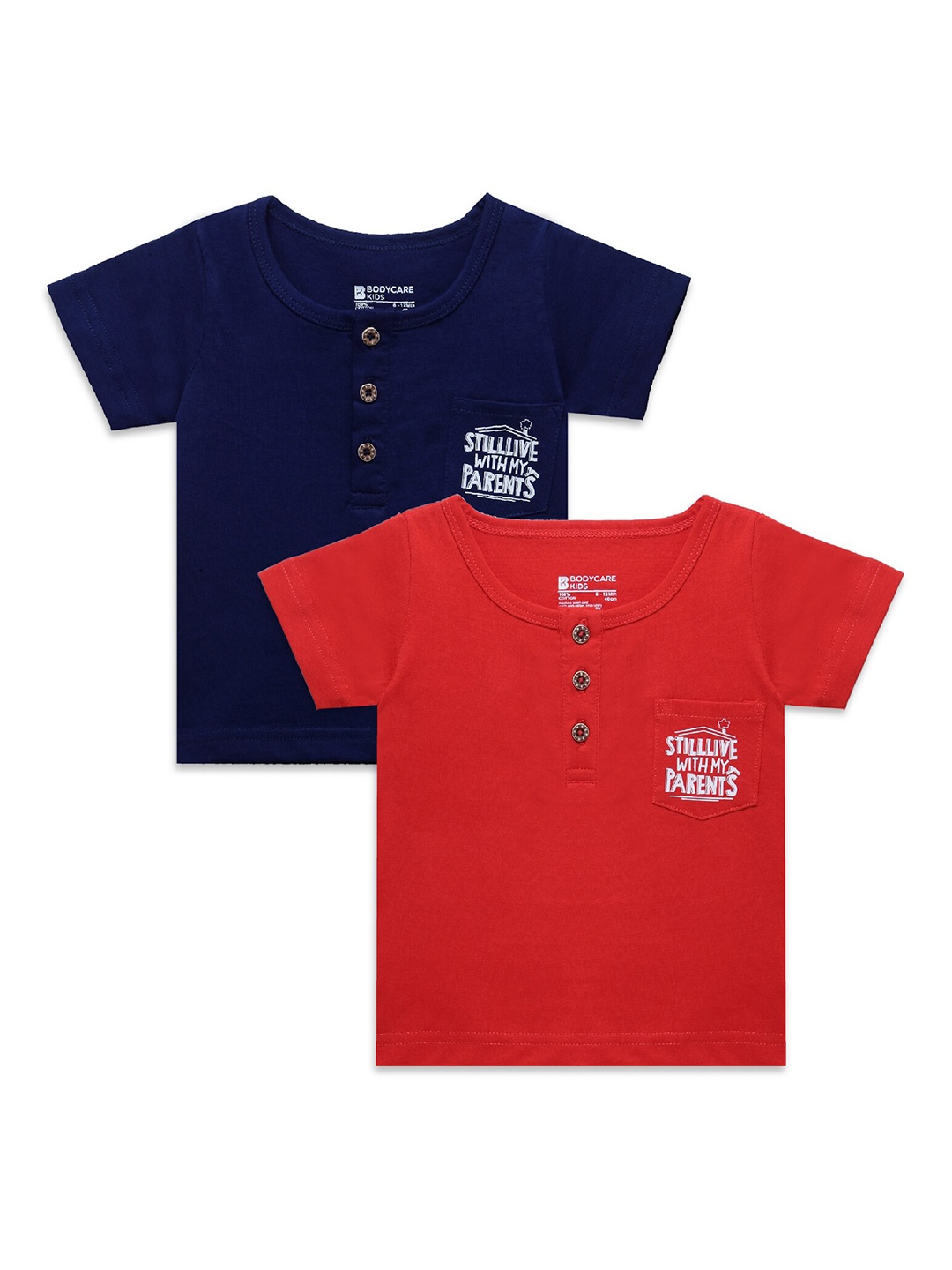 

Bodycare Kids Boys Pack Of 2 Henley Neck T-shirts, Blue