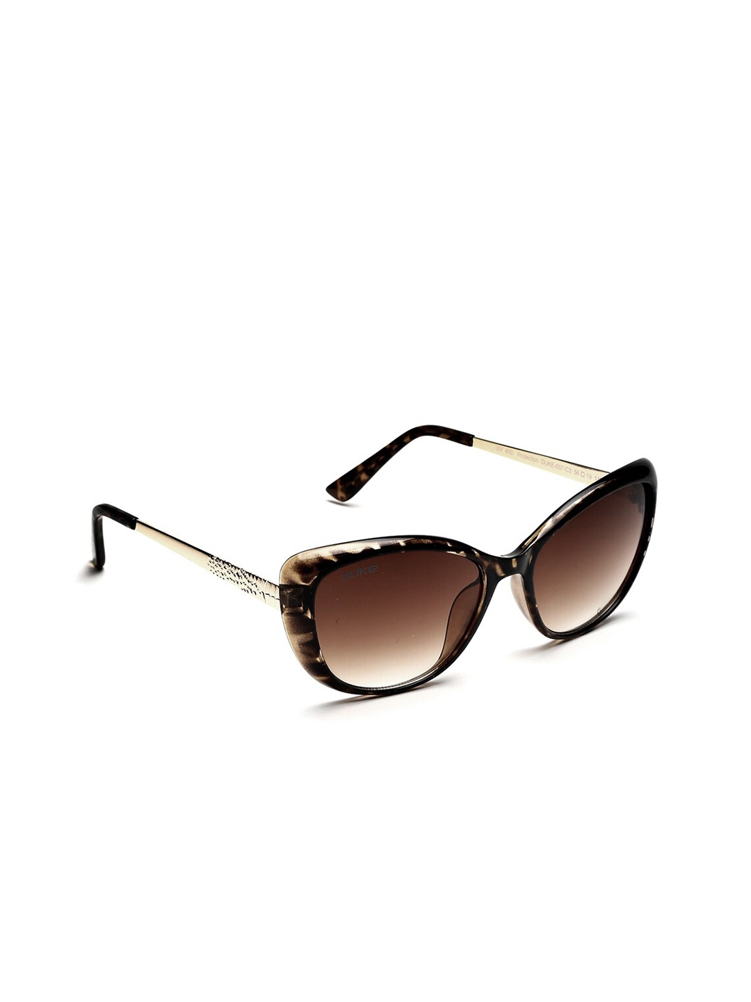 

Duke Unisex Brown Lens Cateye Sunglasses with UV Protected Lens DUKE-007-C3, Beige