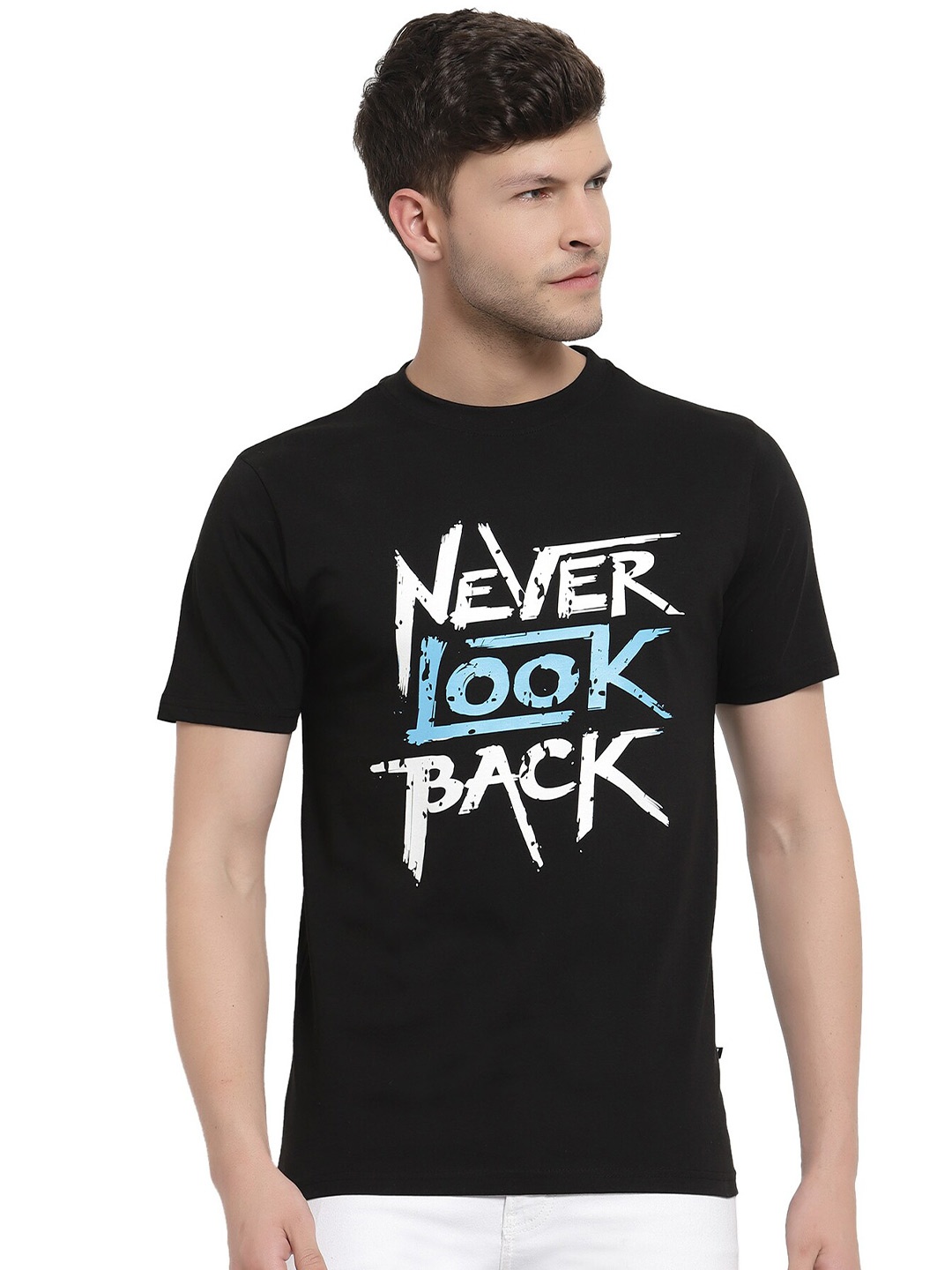 PROTEENS Men Black Typography Printed T-shirt