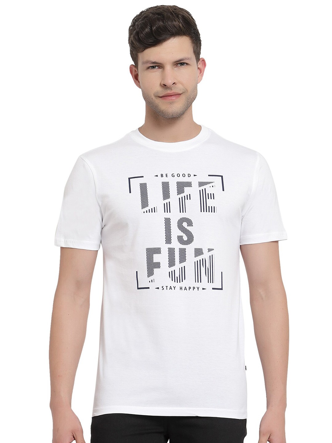 

PROTEENS Men White Typography Printed T-shirt