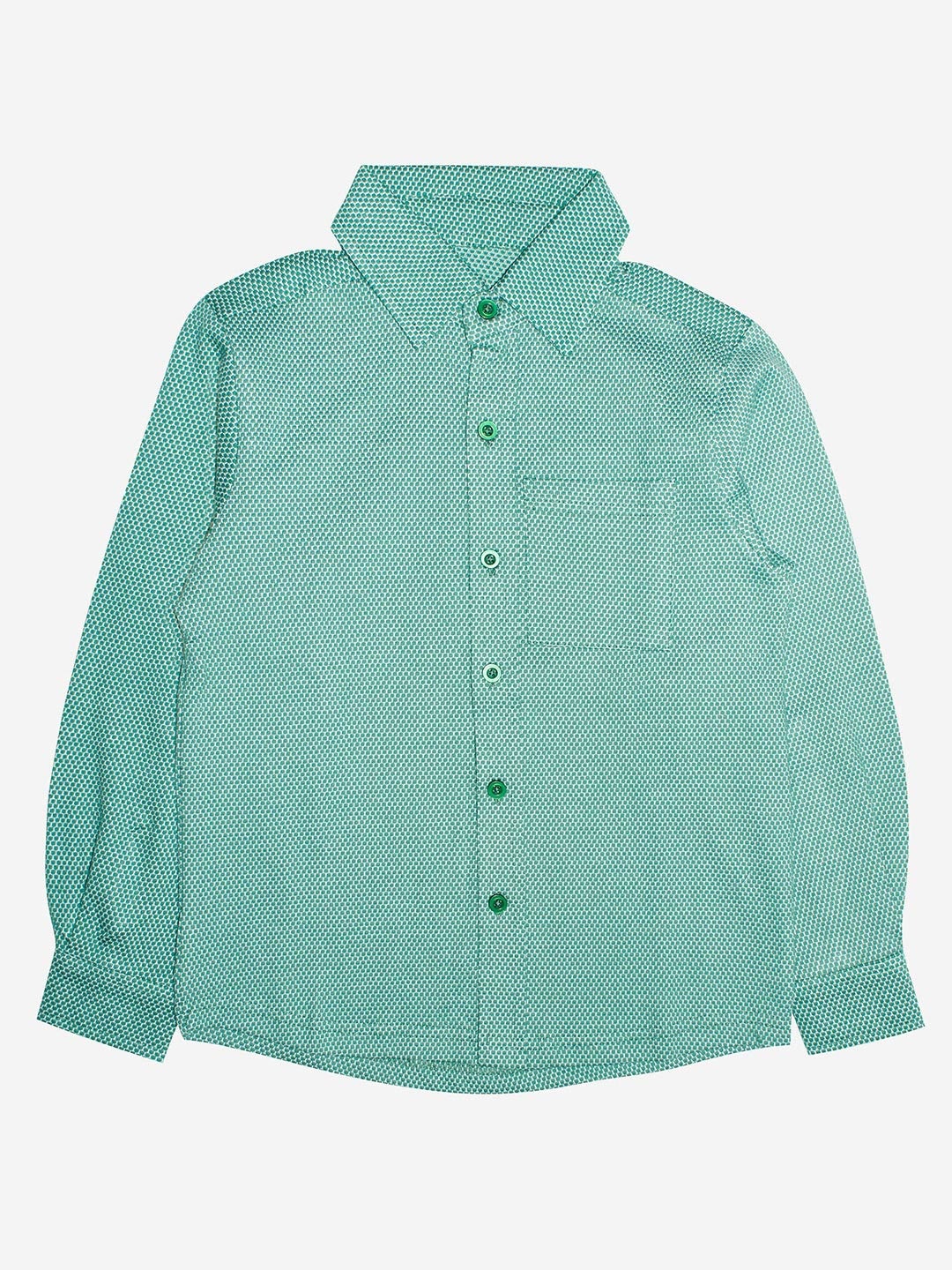 

KiddoPanti Boys Green Self Design Smart Casual Shirt