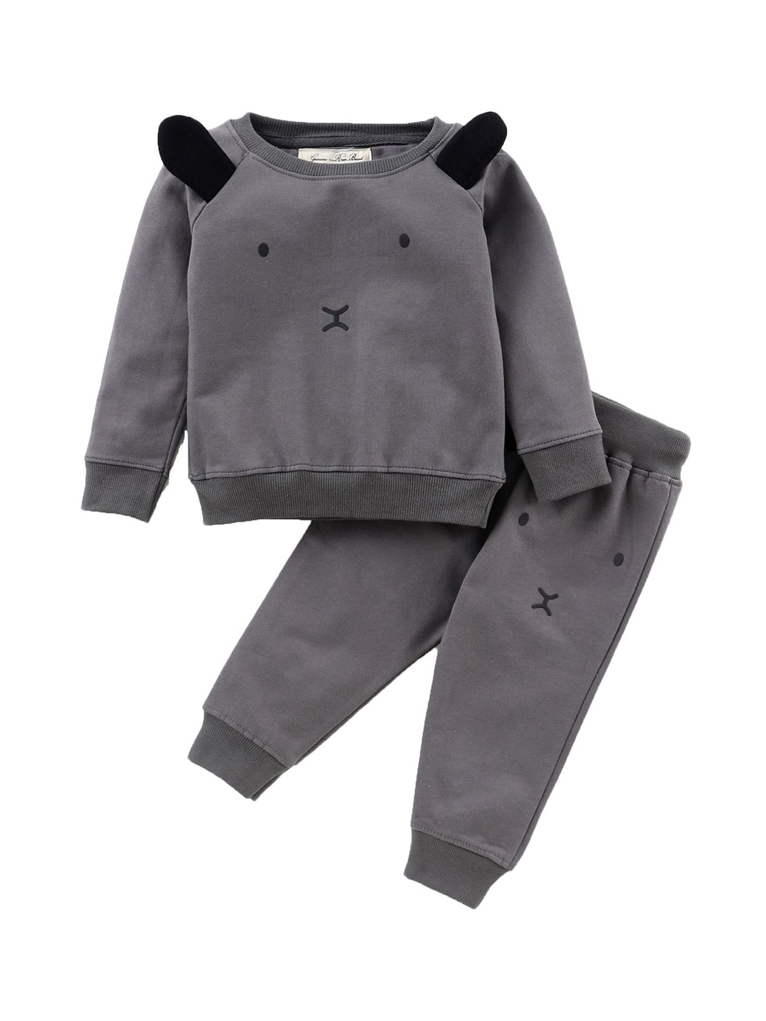 

TONYBOY Boys Grey Solid Pure Cotton Night suit