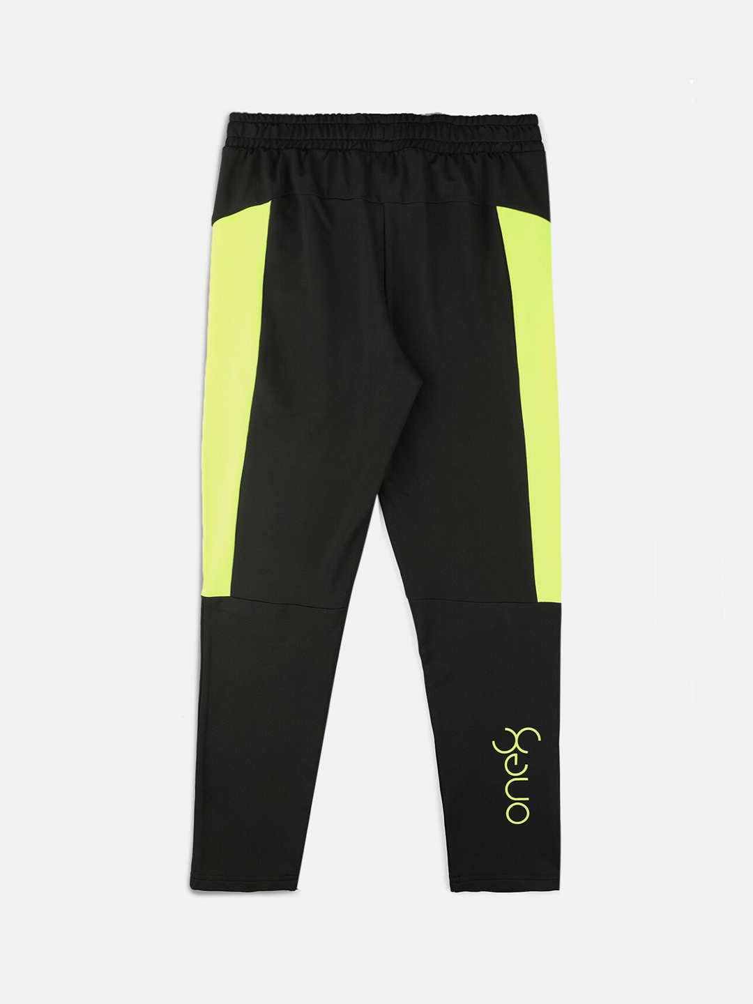 

Puma Boys Black & Fluroscent Greens Solid Slim Fit Track Pants