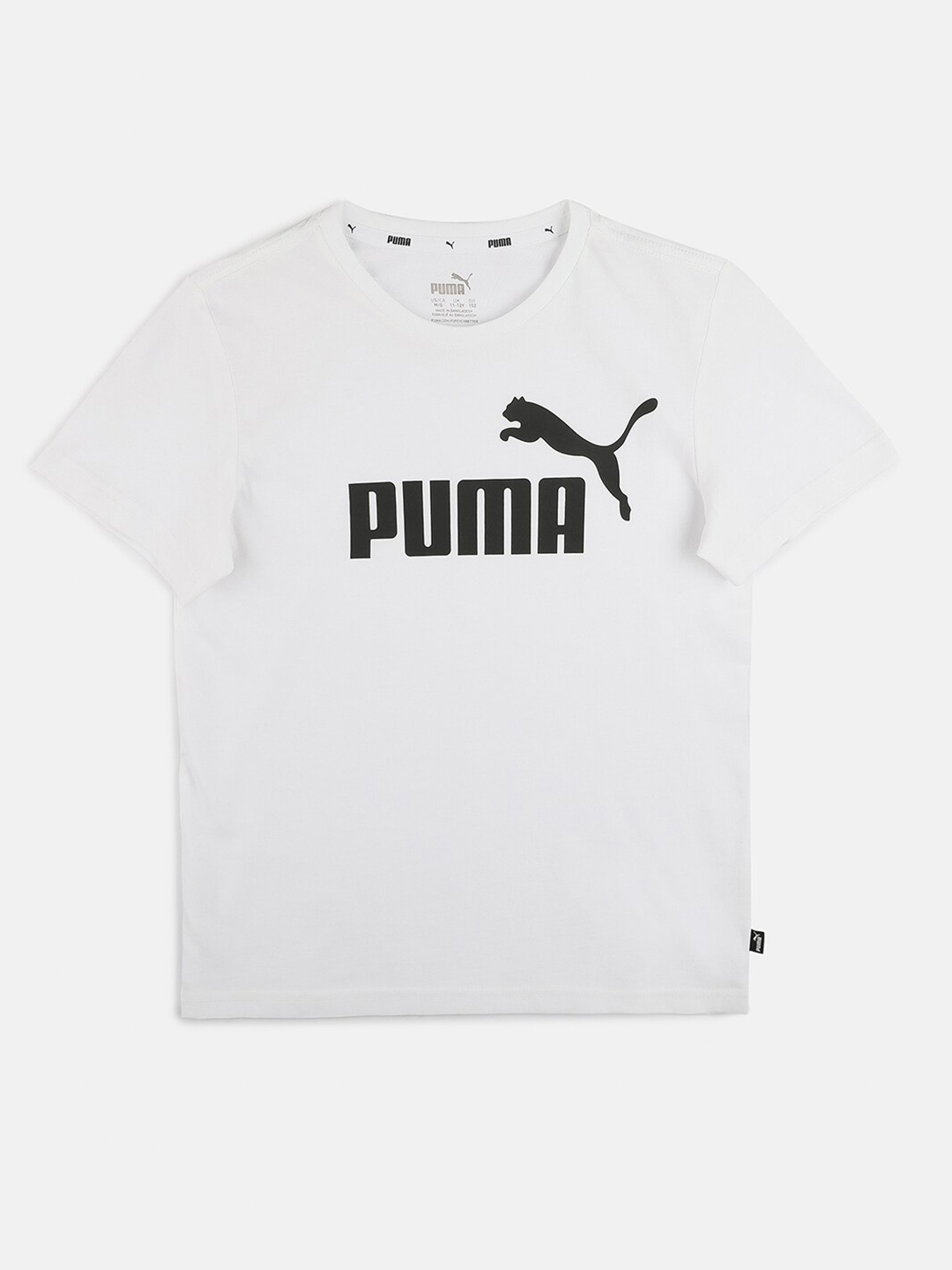 

Puma Boys White & Black Brand Logo Printed Regular Fit Cotton T-shirt