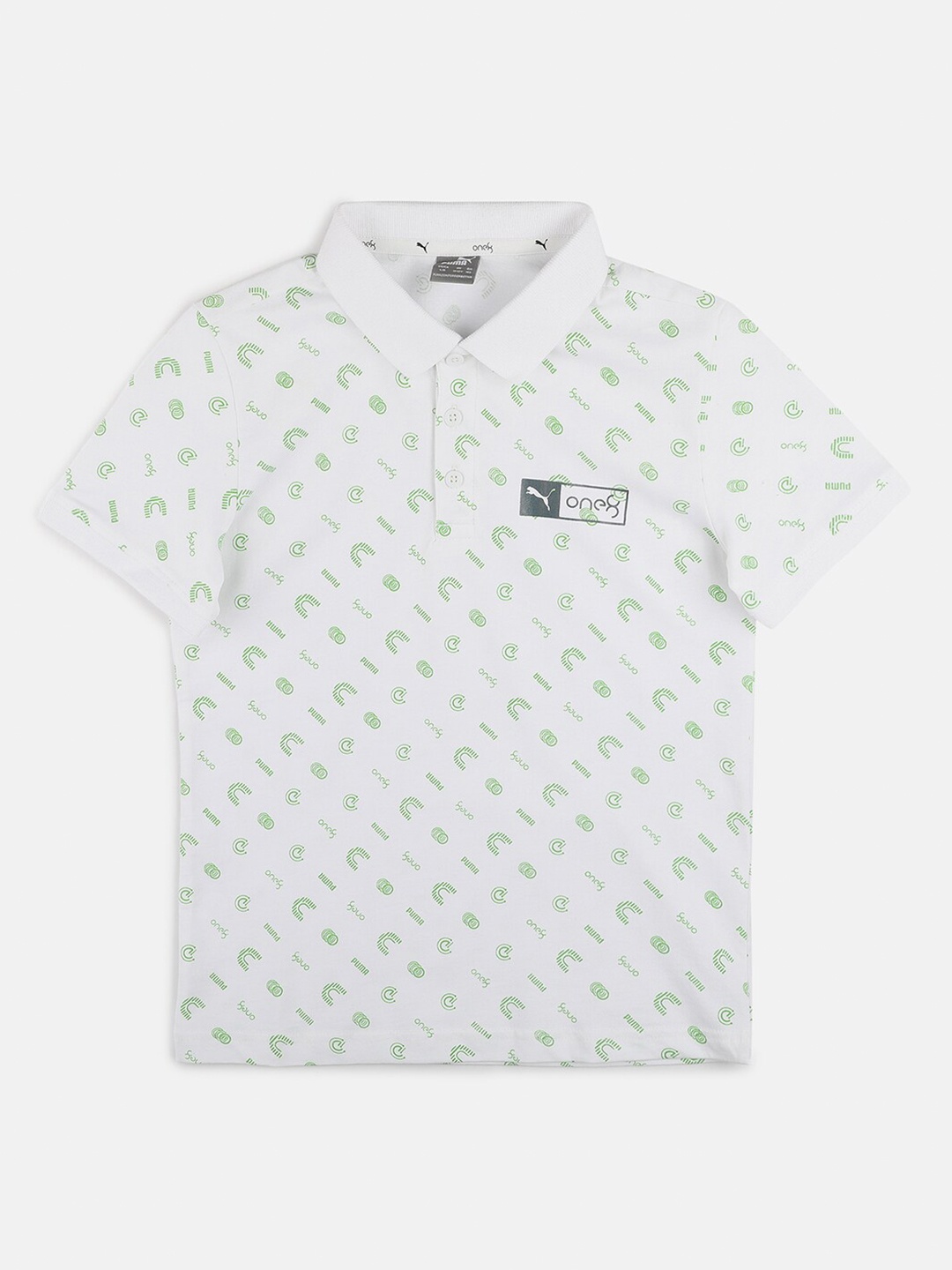 

Puma Boys White Printed Polo Collar Slim Fit T-shirt