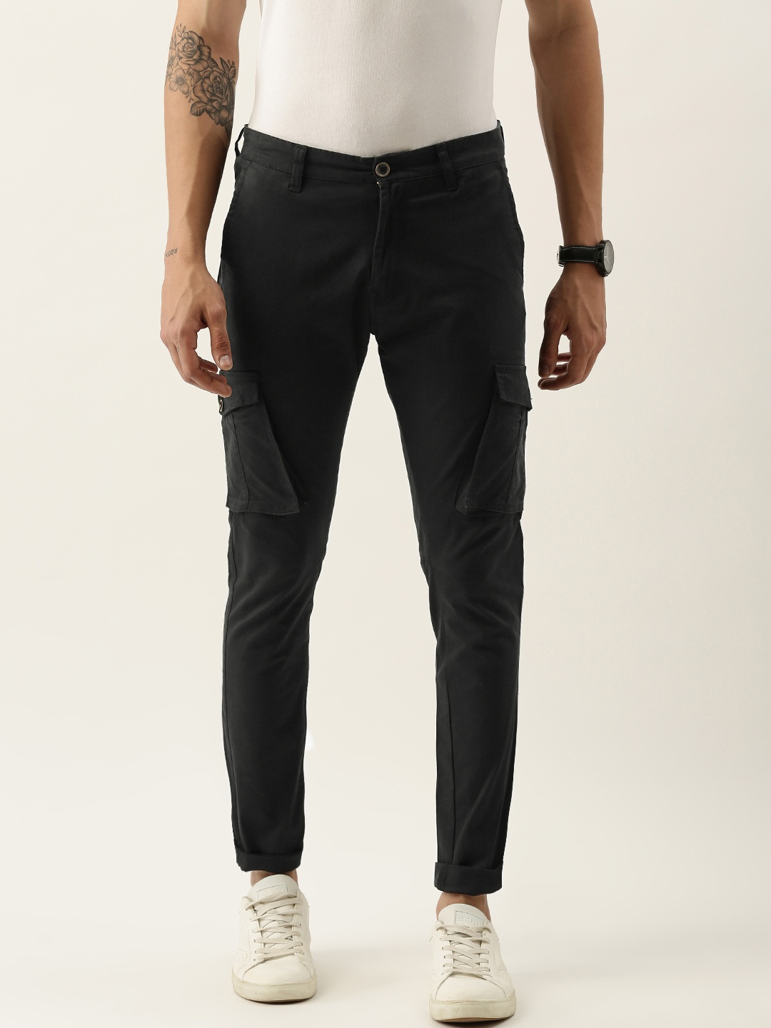 

Peter England Casuals Men Navy Blue Trousers