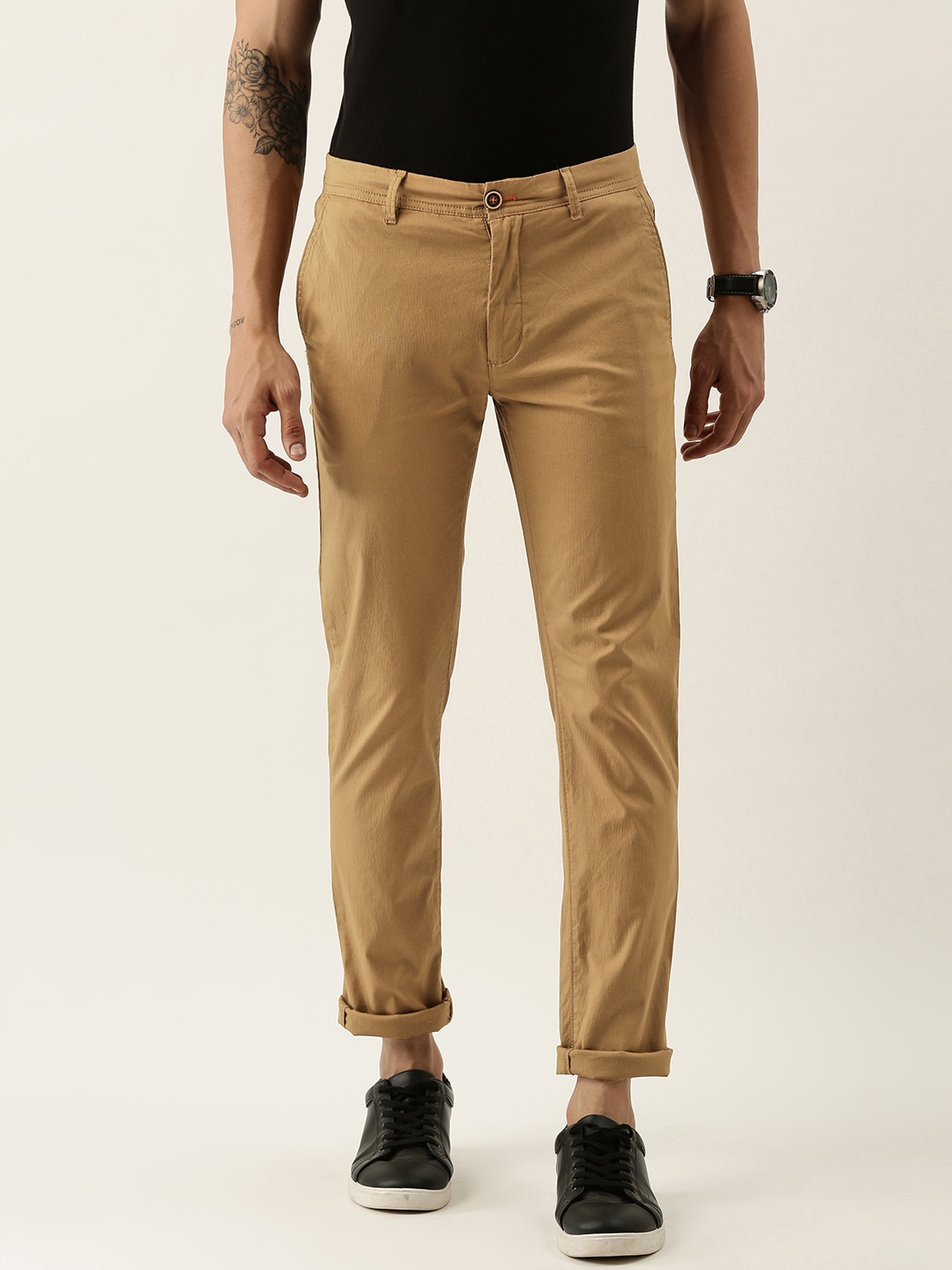 

Peter England Casuals Men Khaki Slim Fit Trousers