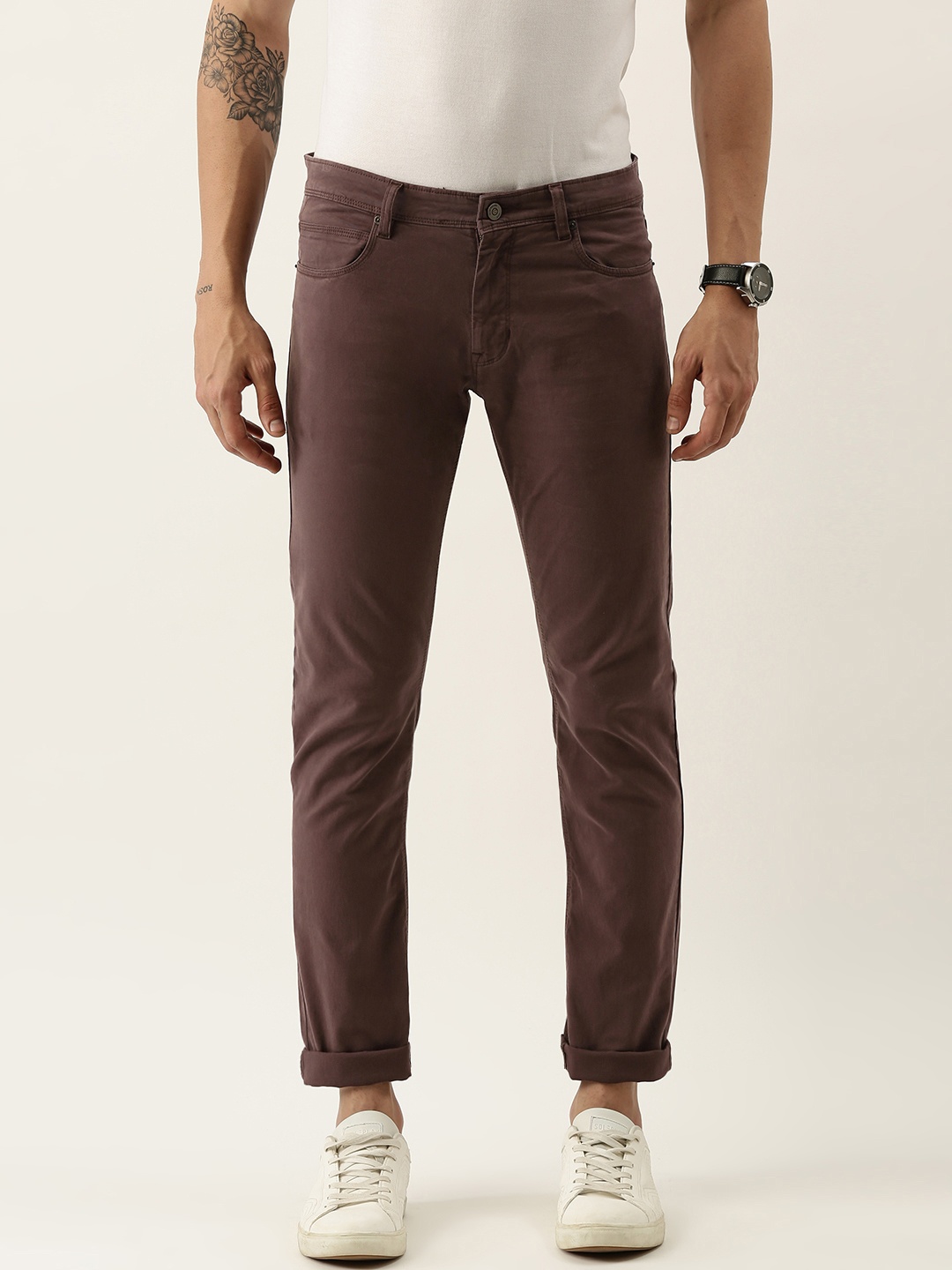 

Peter England Casuals Men Maroon Skinny Fit Trousers