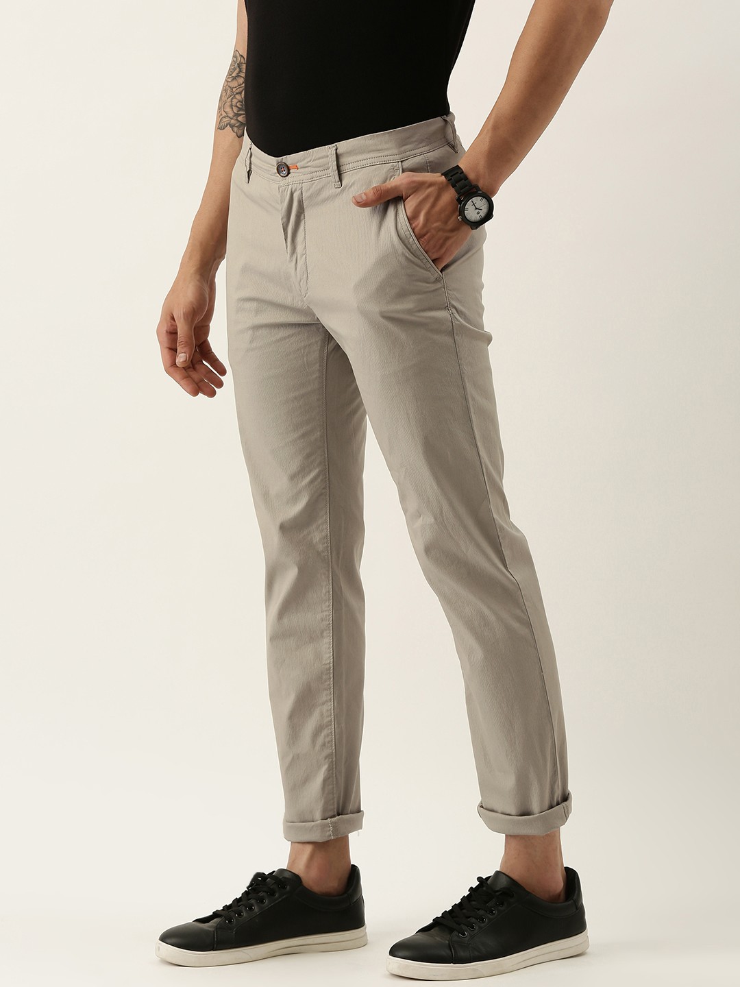 

Peter England Casuals Men Charcoal Slim Fit Trousers