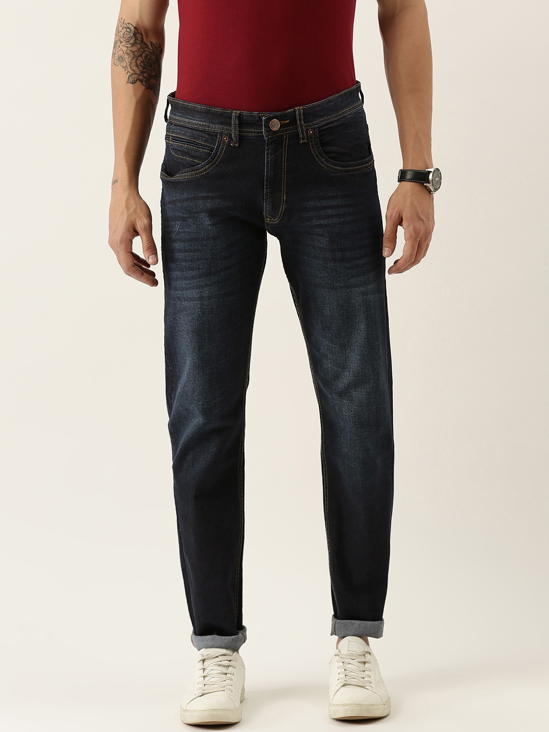 

Peter England Casuals Men Navy Blue Slim Fit Light Fade Stretchable Jeans