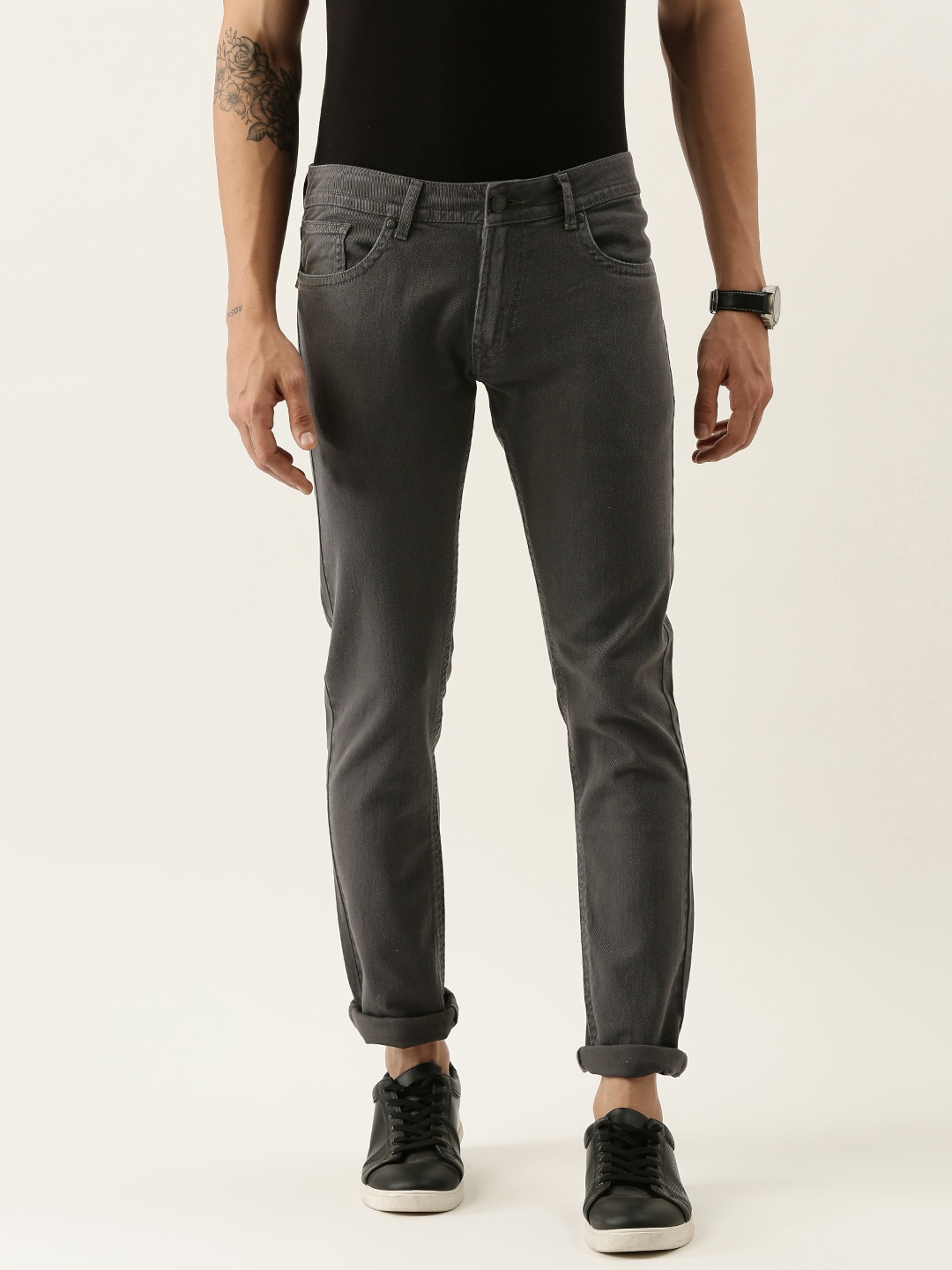 

Peter England Casuals Men Grey Skinny Fit Mid-Rise Clean Look Stretchable Jeans