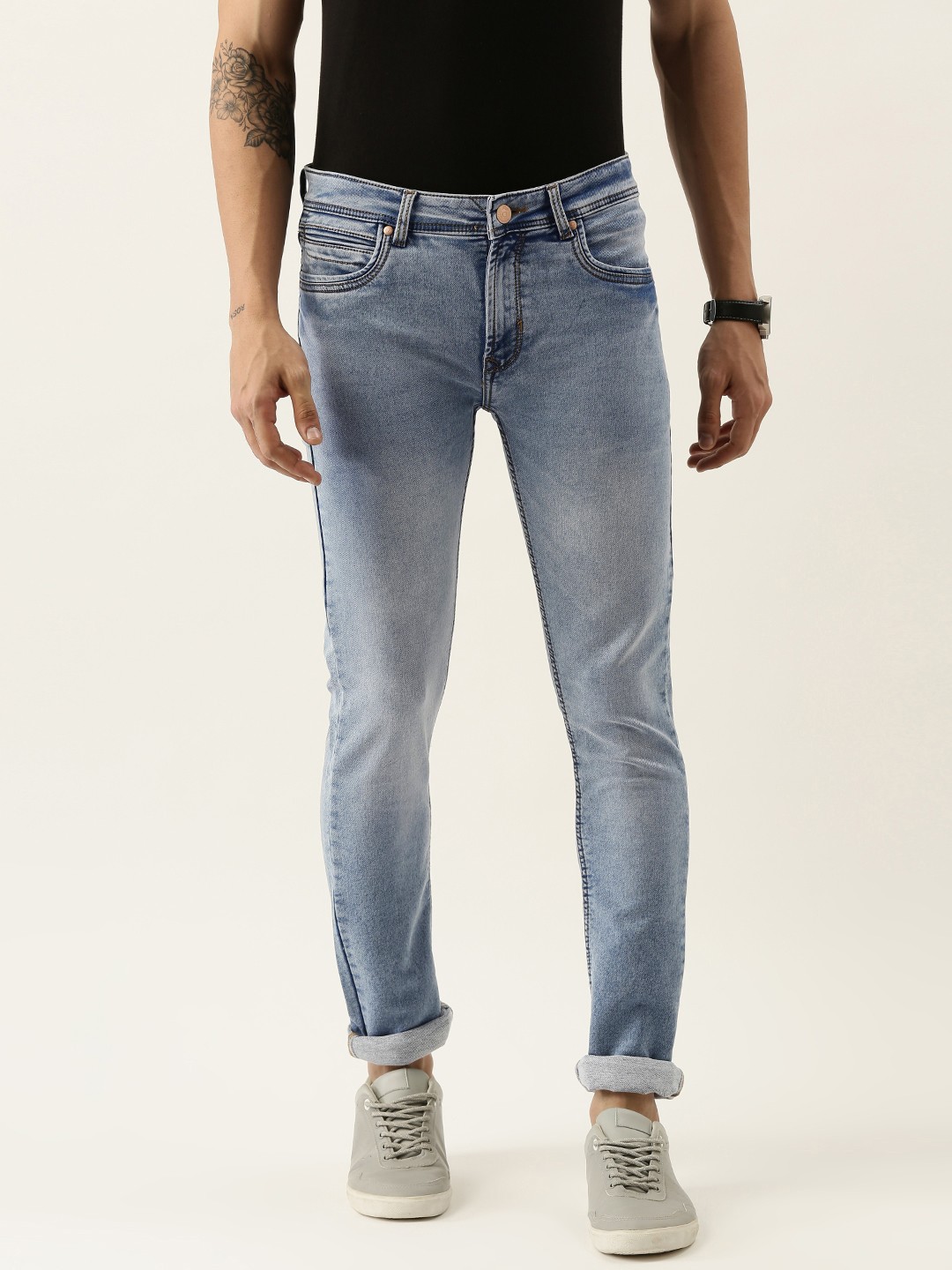 

Peter England Casuals Men Blue Slim Tapered Fit Mid-Rise Heavy Fade Stretchable Jeans