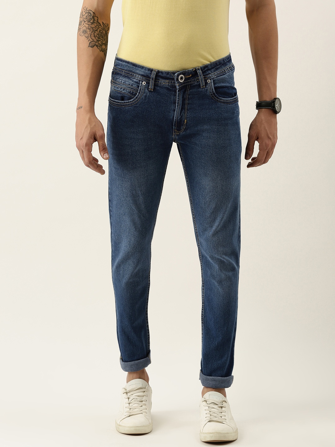 

Peter England Casuals Men Blue Skinny Fit Mid-Rise Clean Look Light Fade Stretchable Jeans