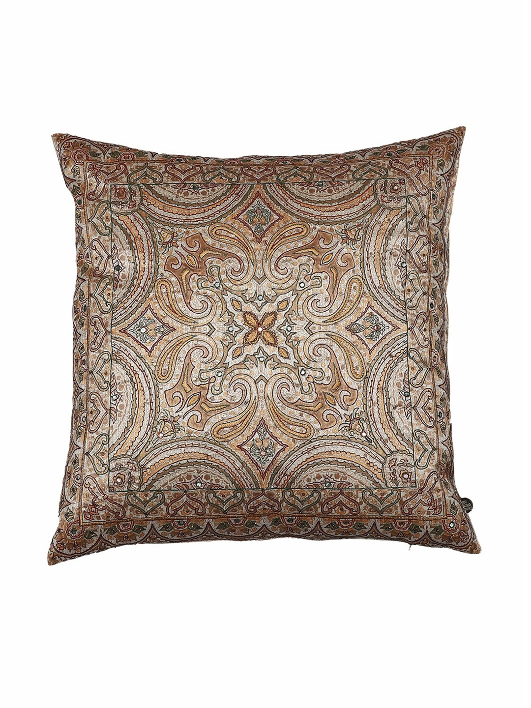 

Ritu Kumar Beige Ethnic Motifs Embroidered Silk Square Cushion Covers with Filler