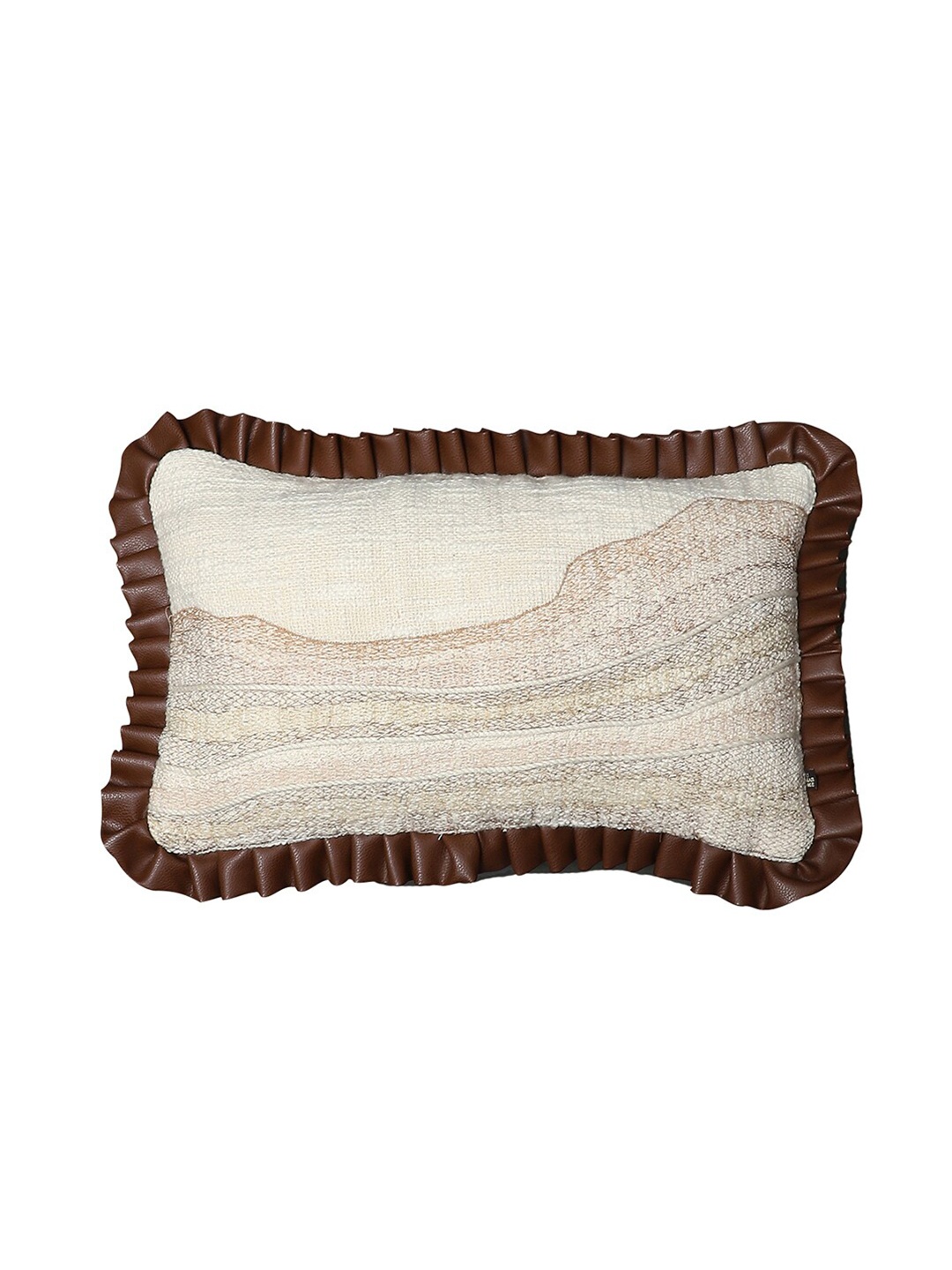 

Ritu Kumar Off White & Brown Embroidered Rectangle Cushion Cover with Filler