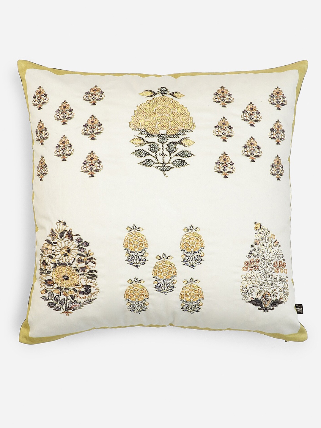 

Ritu Kumar Yellow & Beige Embroidered Square Cotton Cushion Covers