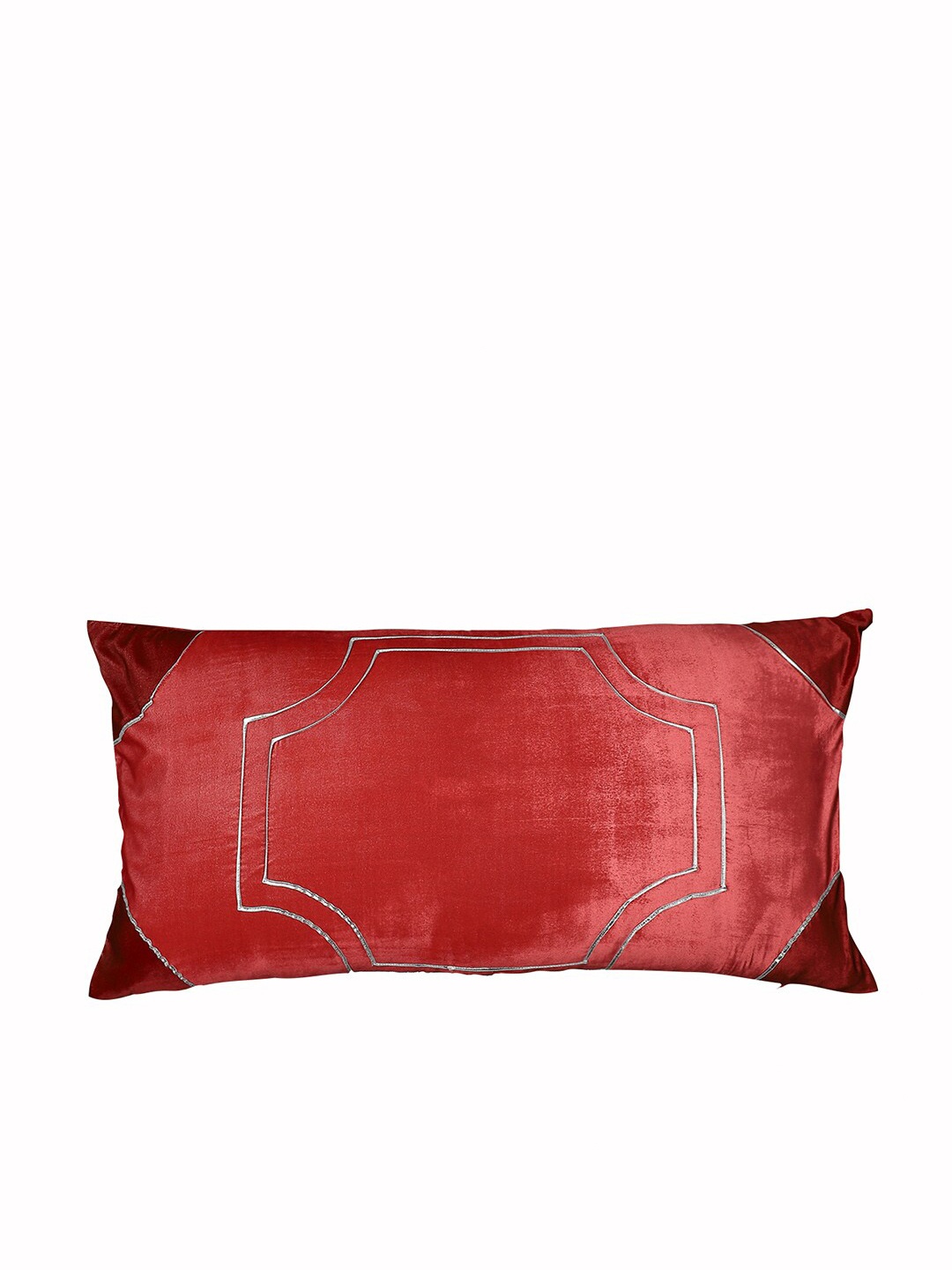 

Ritu Kumar Red & Silver-Toned Velvet Rectangle Cushion Covers