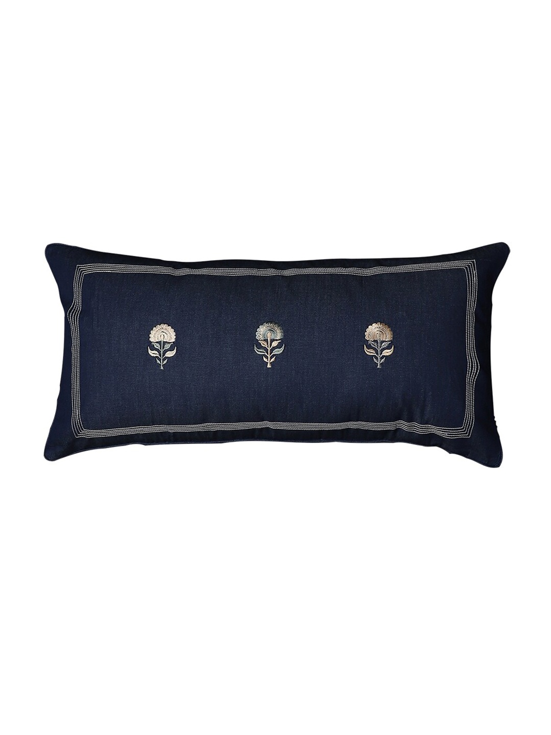 

Ritu Kumar Blue & Gold-Toned Embroidered Rectangle Cushion Covers