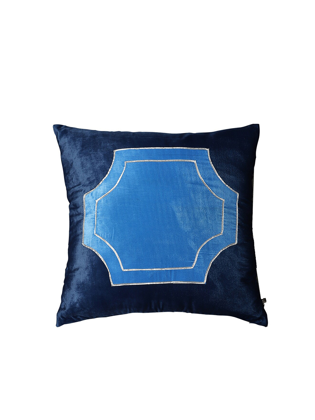 

Ritu Kumar Blue & Silver-Toned Colourblocked Velvet Square Cushion Covers