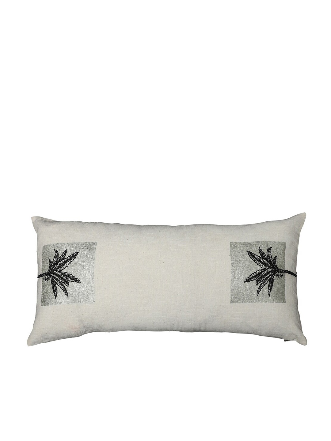 

Ritu Kumar Off White & Black Embroidered Rectangle Cushion Cover With Filler