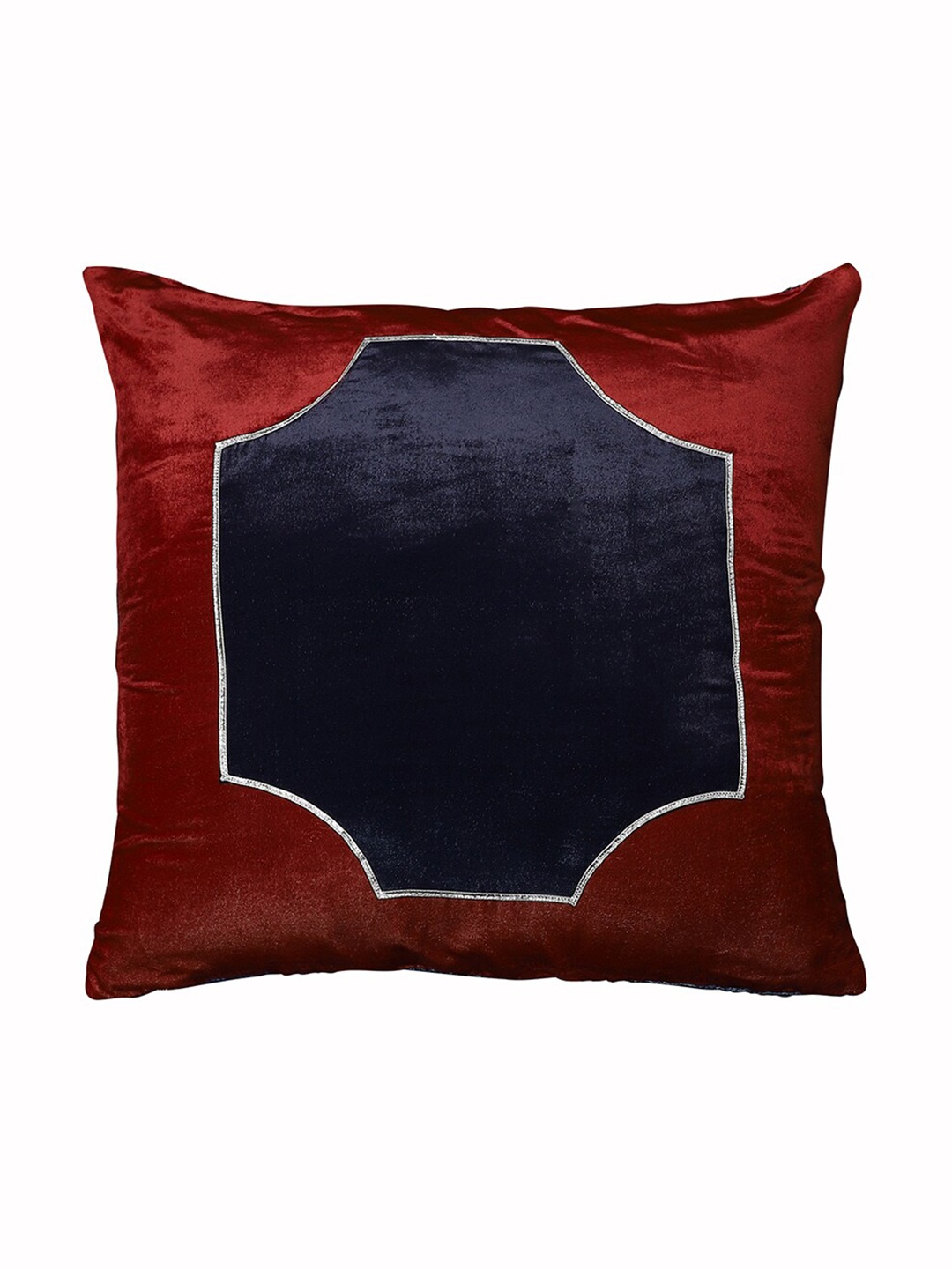 

Ritu Kumar Blue & Red Velvet Square Cushion With Filler