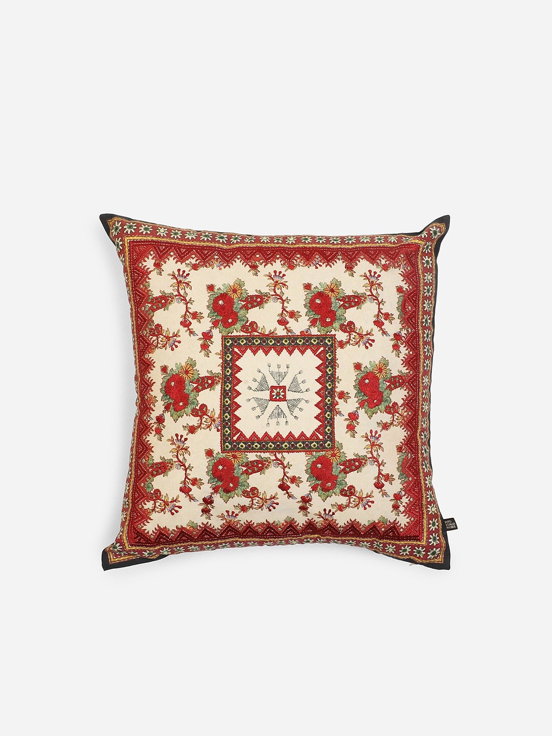 

Ritu Kumar Beige & Red Ethnic Motifs Cotton Square Cushion Covers
