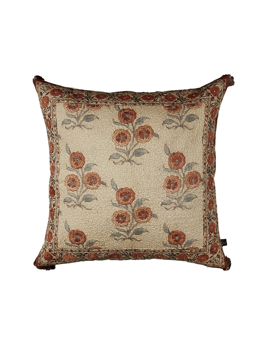 

Ritu Kumar Beige & Copper-Toned Floral Square Cushion Covers