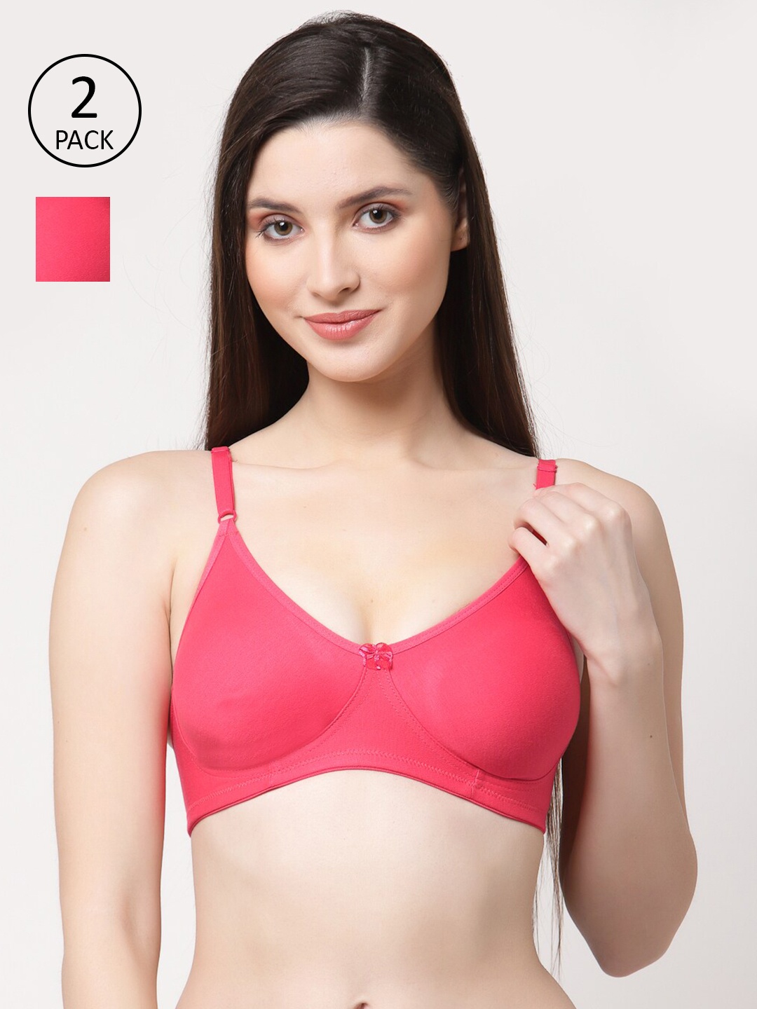 

Floret Pack Of 2 Rose Solid Non Padded Non Wired T Shirt Bra