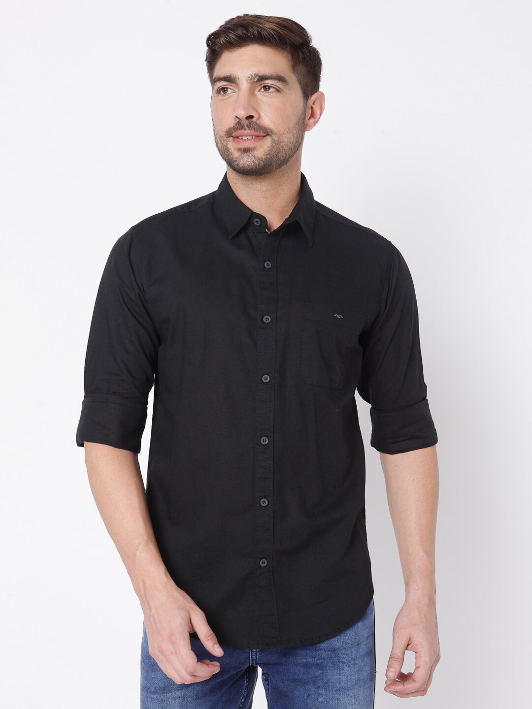 

Mufti Men Black Slim Fit Casual Cotton Shirt
