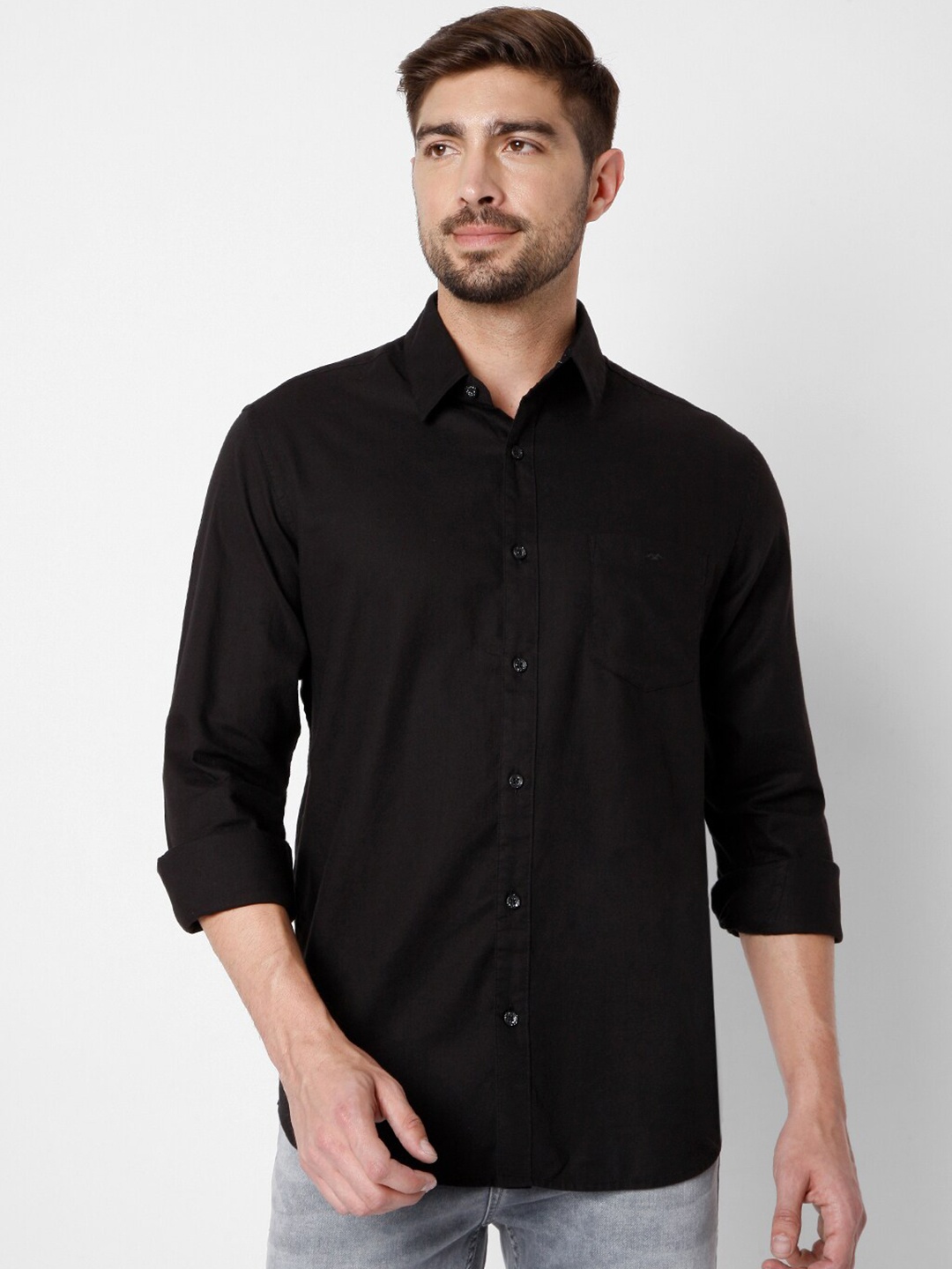

Mufti Men Black Slim Fit Cotton Casual Shirt
