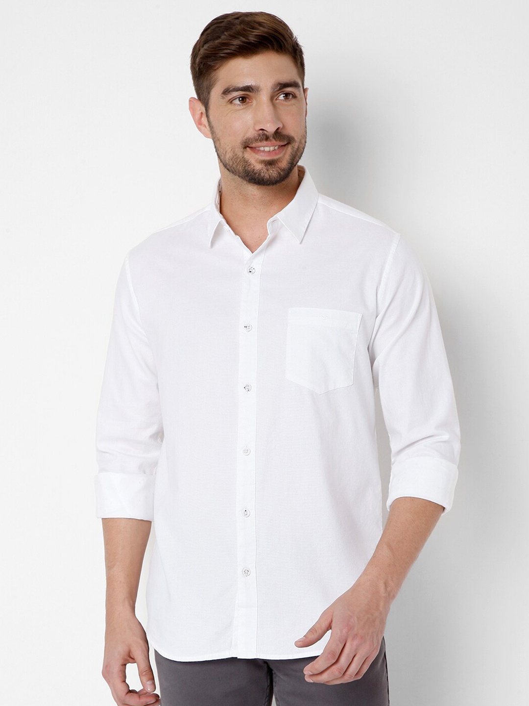 

Mufti Men White Slim Fit Casual Cotton Shirt