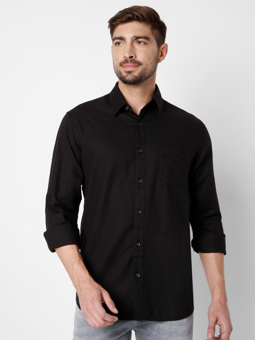 

Mufti Men Black Slim Fit Casual Cotton Shirt