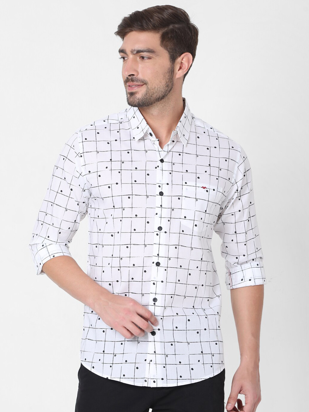 

Mufti Men White Slim Fit Printed Pure Cotton Casual Shirt