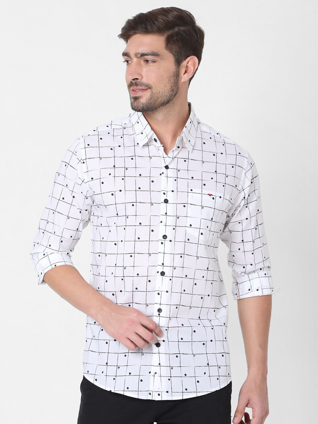 

Mufti Men White Slim Fit Printed Cotton Casual Shirt