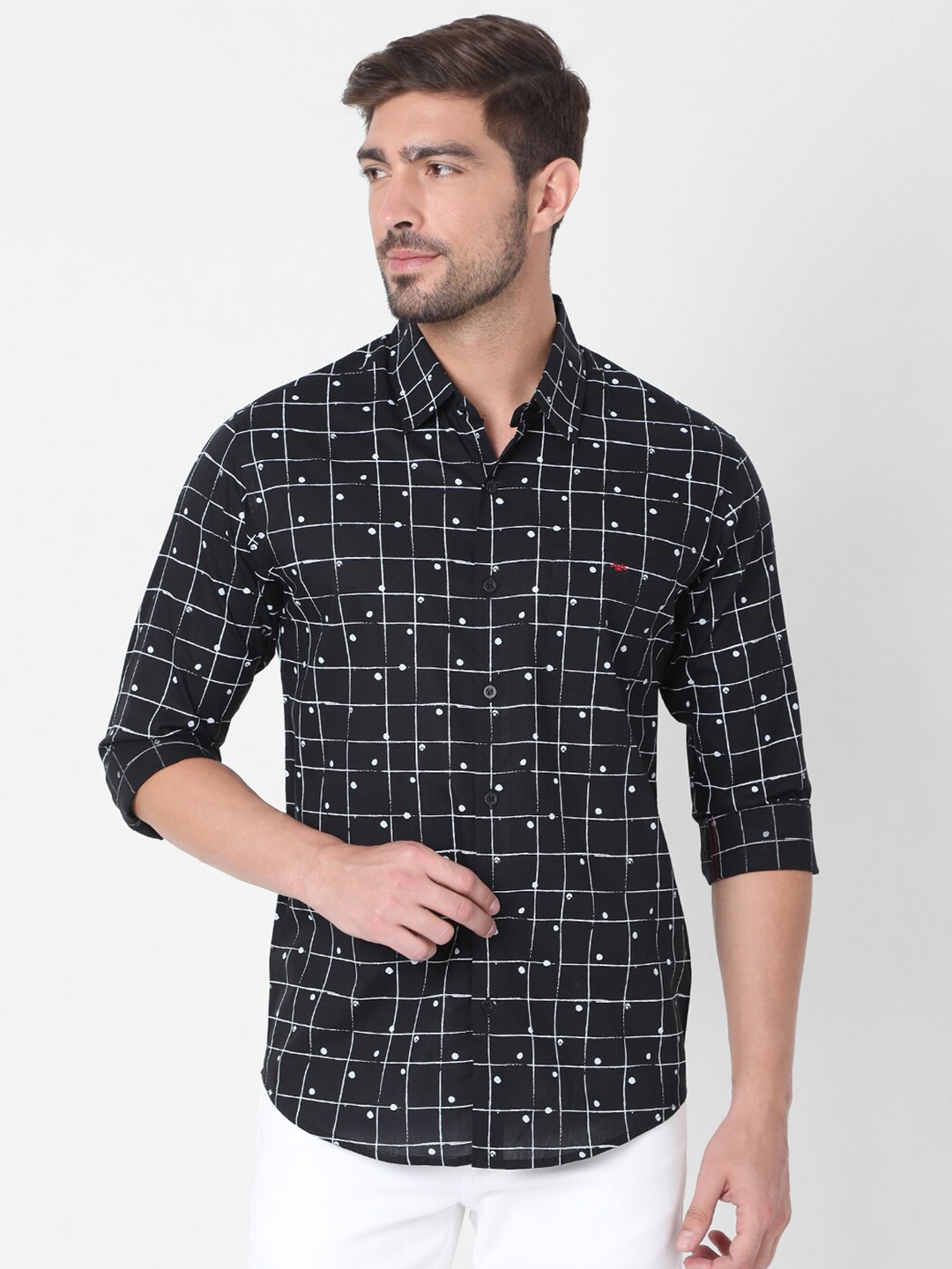 

Mufti Men Black Slim Fit Printed Casual Cotton Shirt