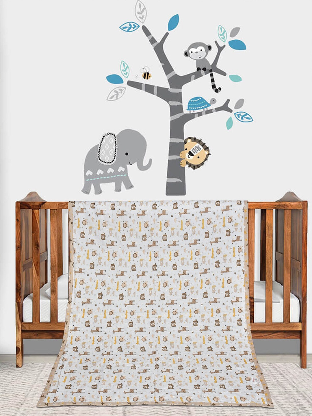 

Florida Kids Beige & Brown Printed Reversible AC Room 120 GSM Cotton Single Bed Dohar