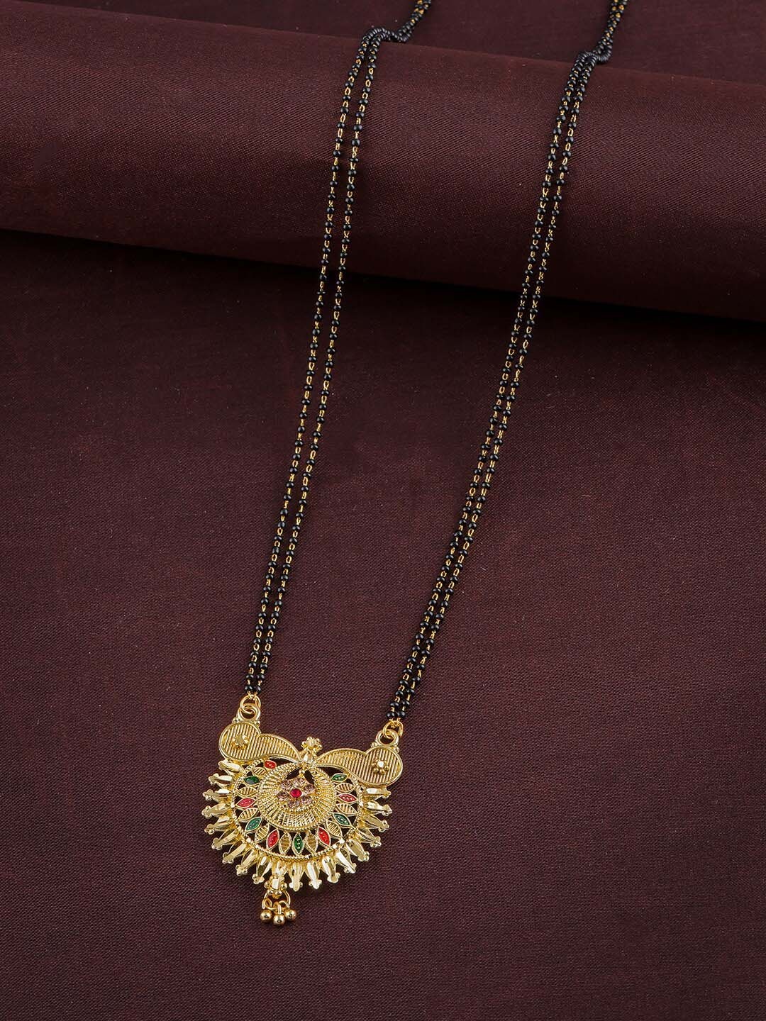 

Brandsoon Gold-Plated & Black Beaded Mangalsutra