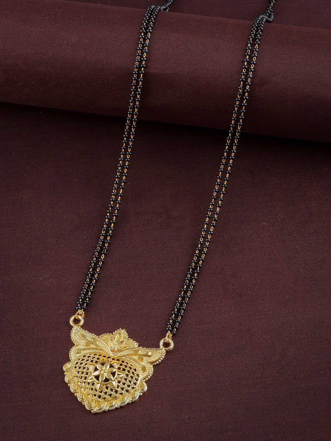 

Brandsoon Women Gold-Plated and Black-Beaded Mangalsutra, Multi