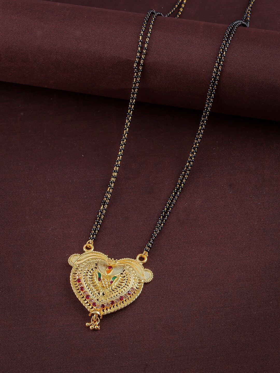 

Brandsoon Gold-Plated Stone-Studded & Beaded Mangalsutra