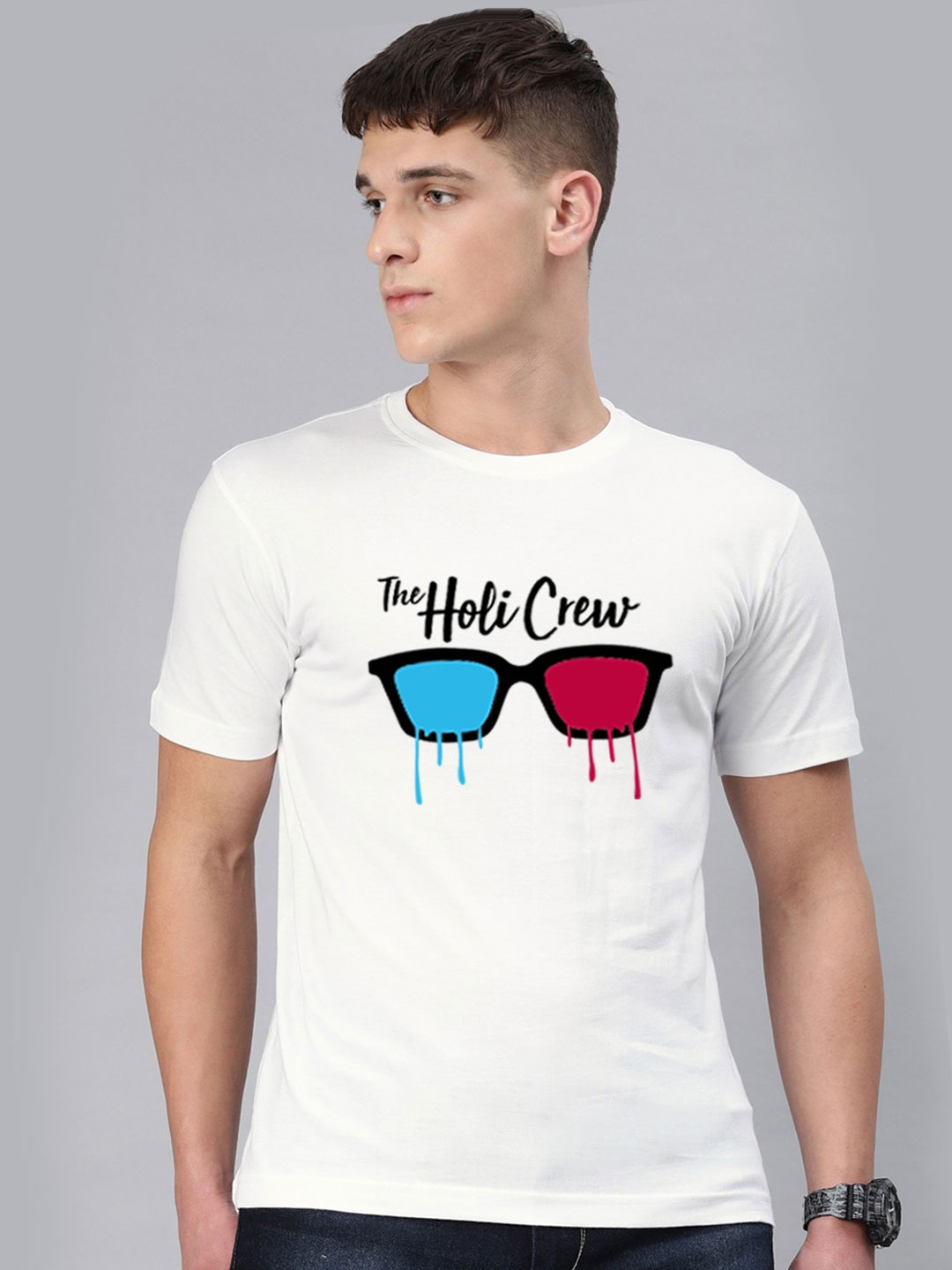 

BE AWARA Men White & Red Typography Printed T-shirt