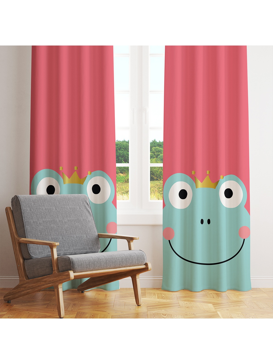 

STYBUZZ Pink & Blue Set of 2 Room Darkening Door Curtain