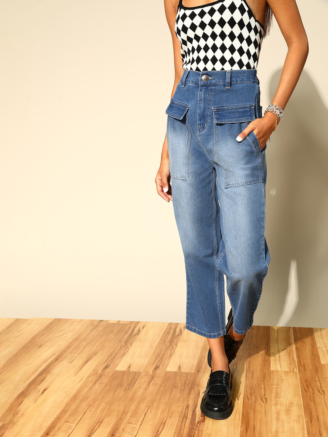 

plusS Women Stunning Blue Straight Fit Stretchable Jeans