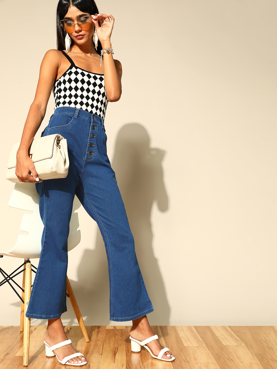 

plusS Women Stunning Blue Bootcut Fit Stretchable Jeans