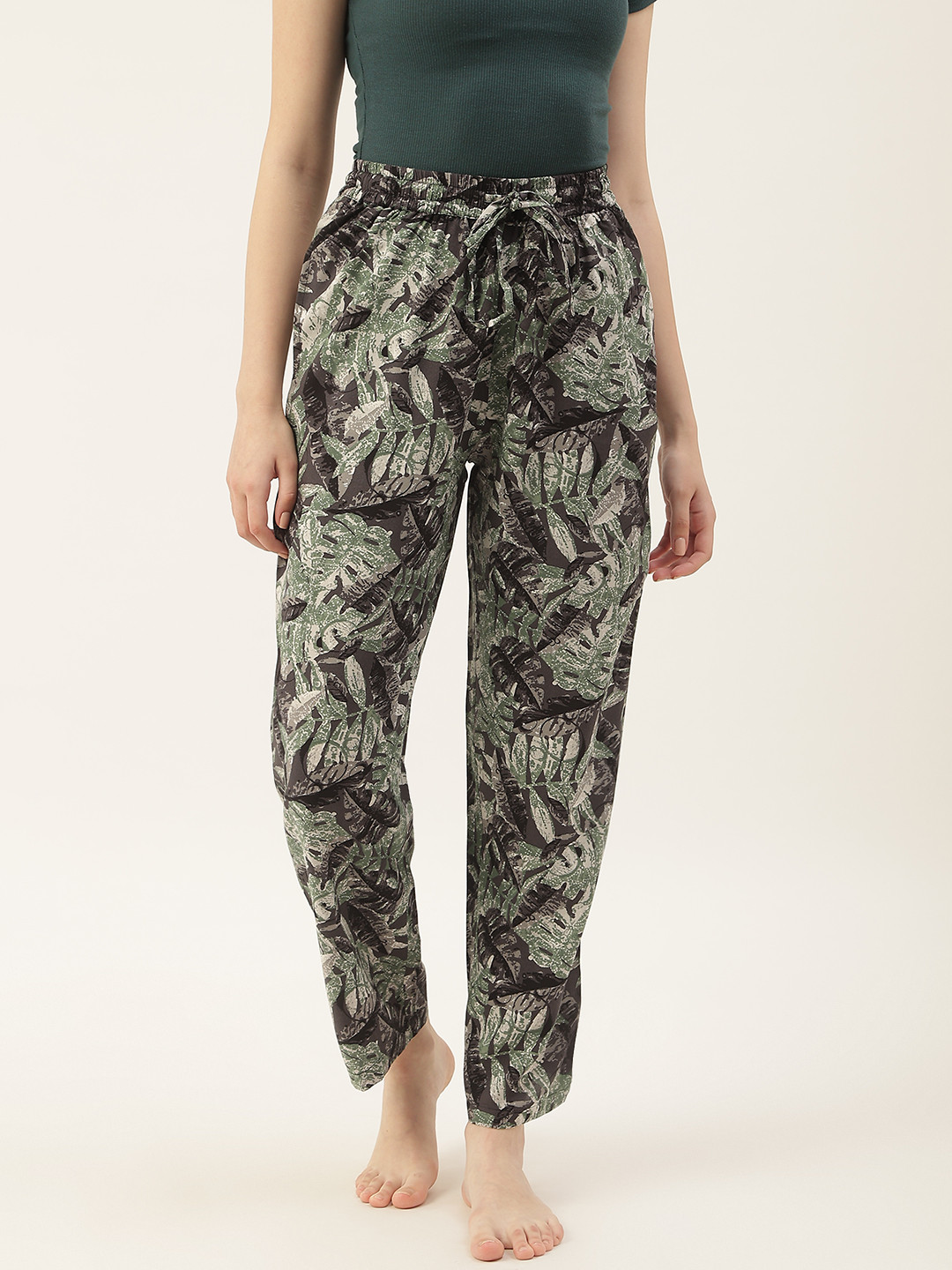 

Not Just Pyjamas Women Green Printed Lounge Pants