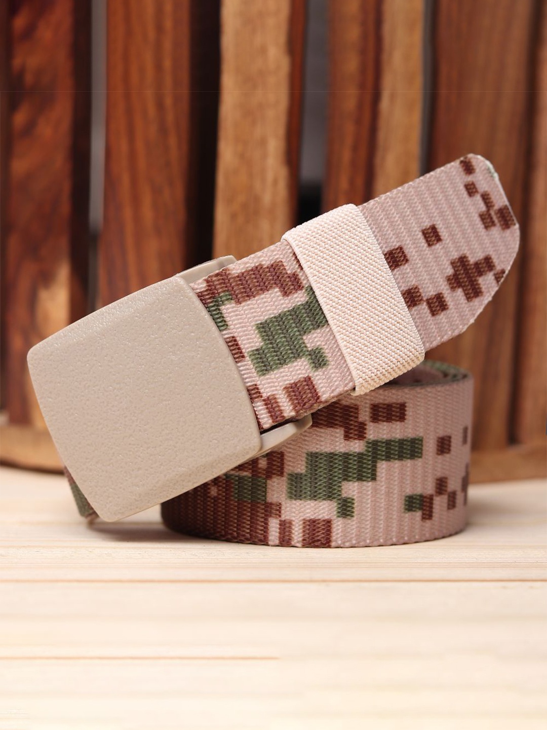 

Kastner Men Beige & Green Printed Army Tactical Belt