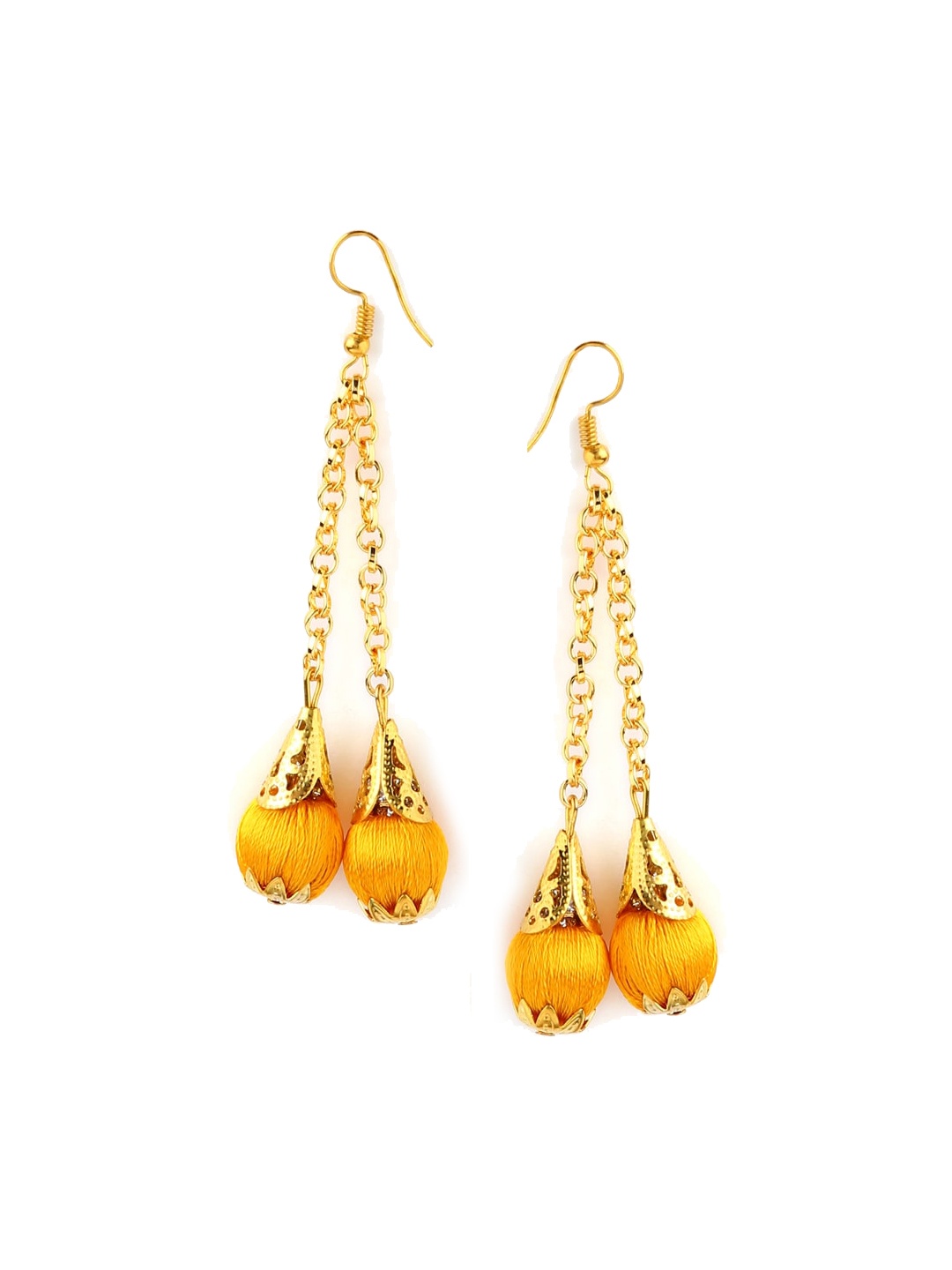 

AKSHARA Gold-Toned & Yellow Contemporary Drop Earrings