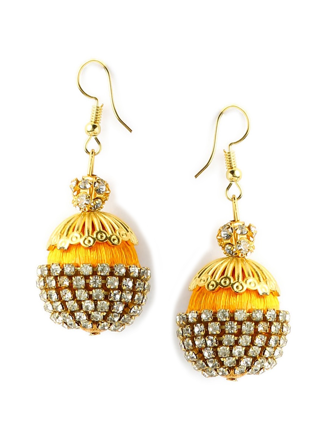 

AKSHARA Gold-Toned & Yellow Dome Shaped Drop Earrings
