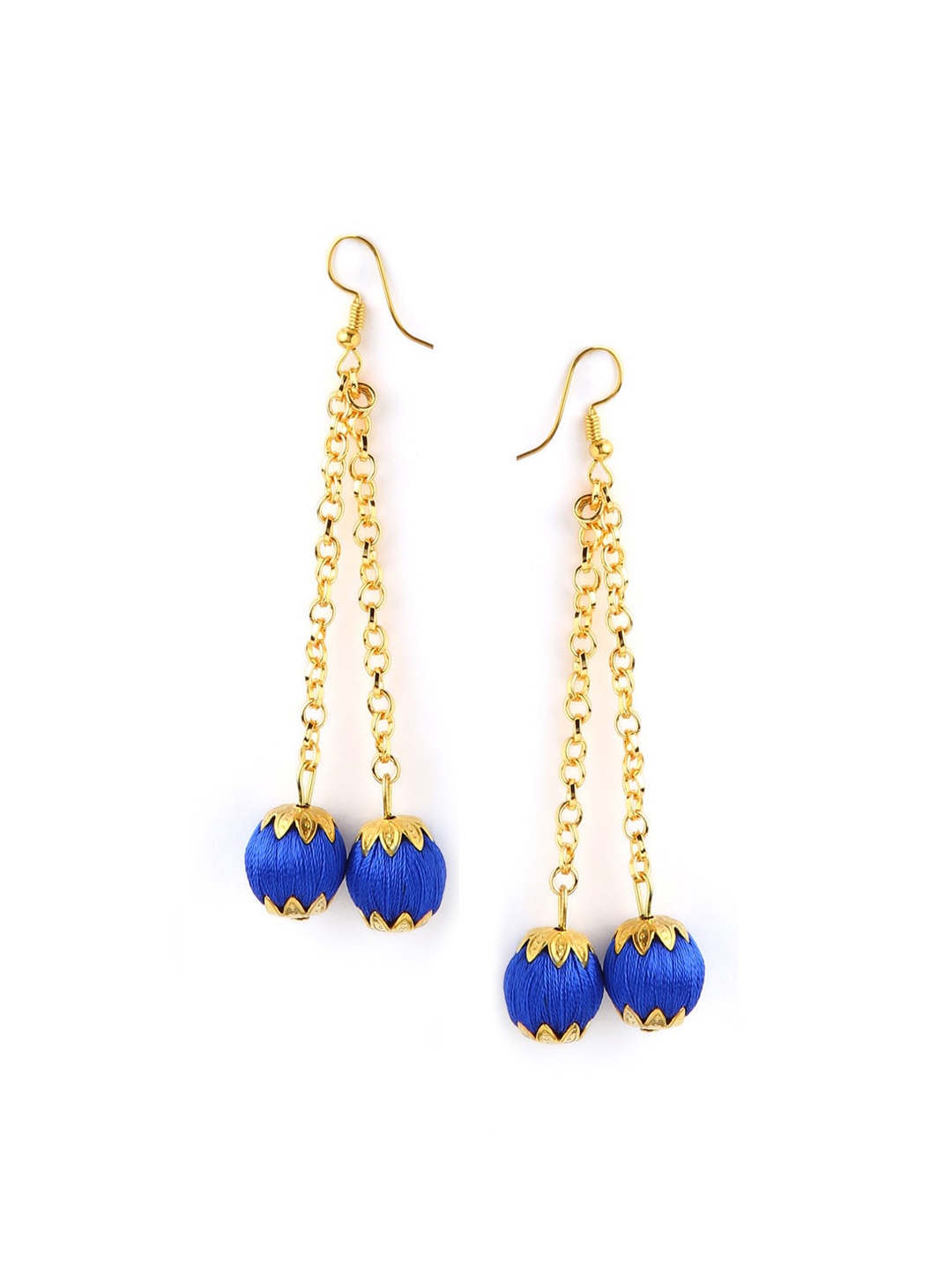 

AKSHARA Blue & Gold-Toned Chandelier Contemporary Drop Earrings