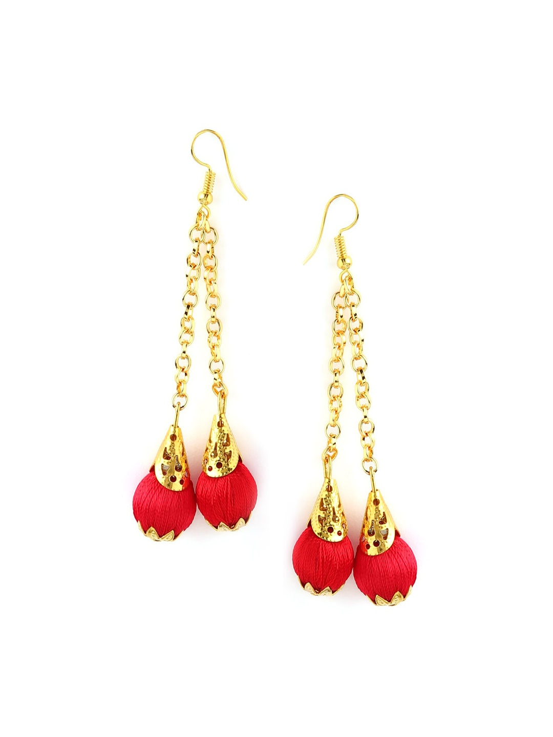 

AKSHARA Red Handcrafted Drop Earrings
