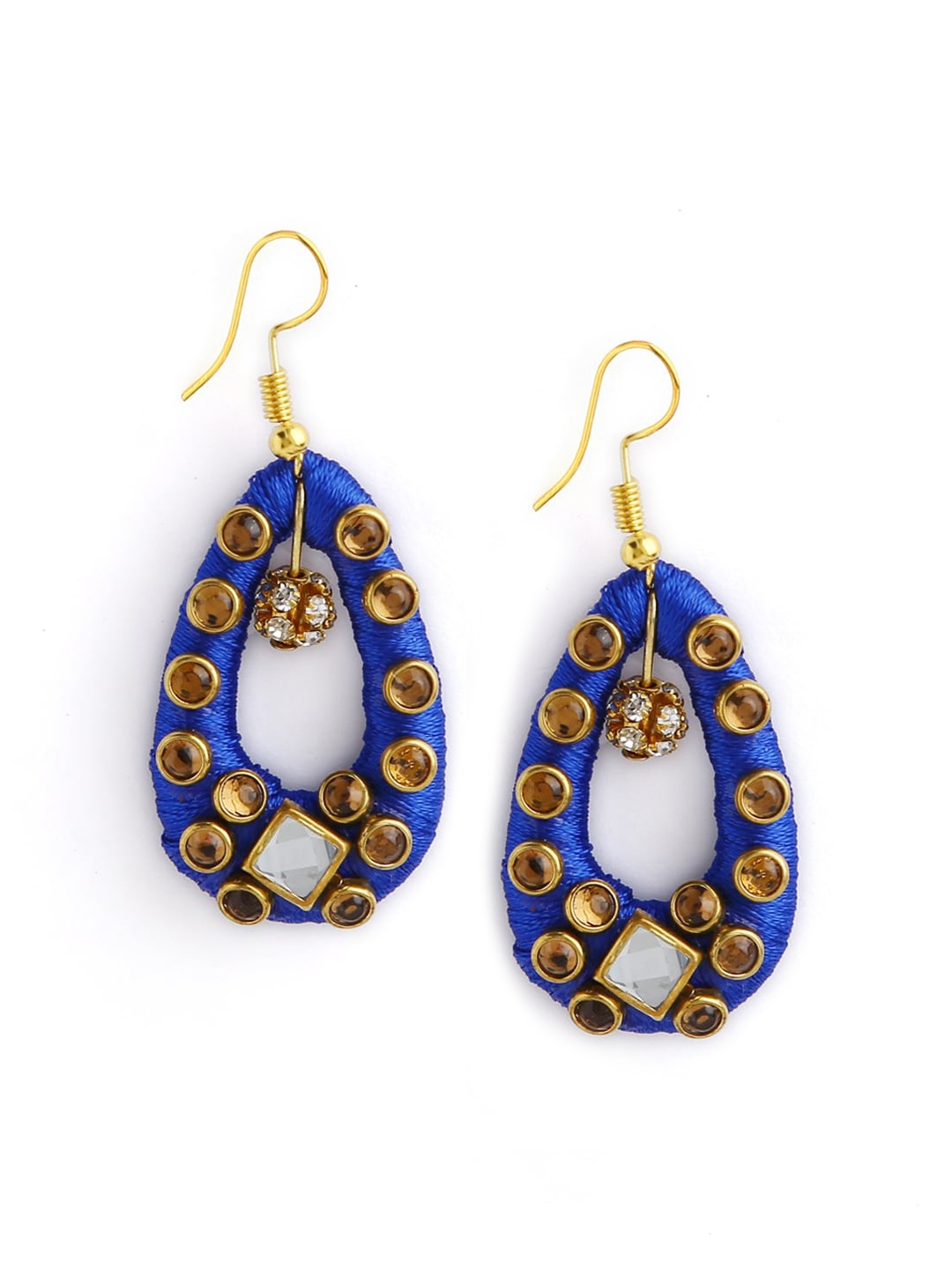 

AKSHARA Blue Teardrop Shaped Drop Earrings